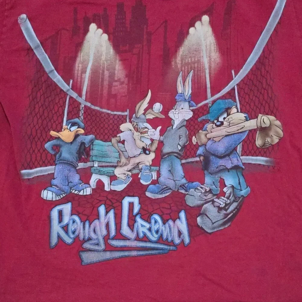 Vintage 90s Looney Tunes Rough Crew Distressed Distressed Tshirt Medium